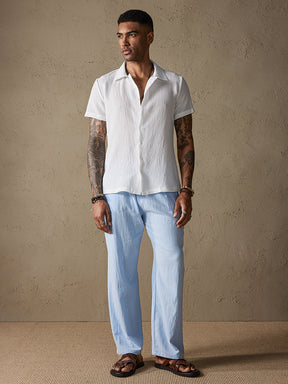 Solid Color Cotton Linen Simple Casual Shirt