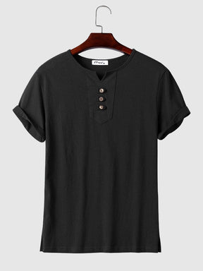 Coofandy V neck Linen T shirt T-Shirt coofandystore Black M 