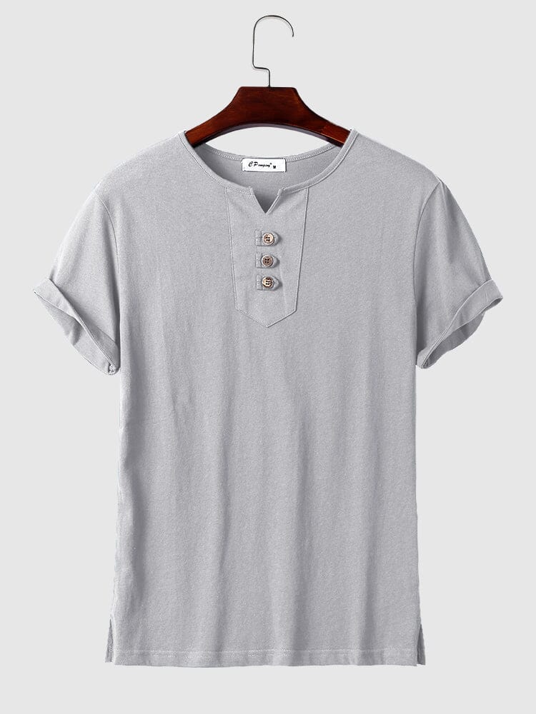 Coofandy V neck Linen T shirt T-Shirt coofandystore Light Grey M 