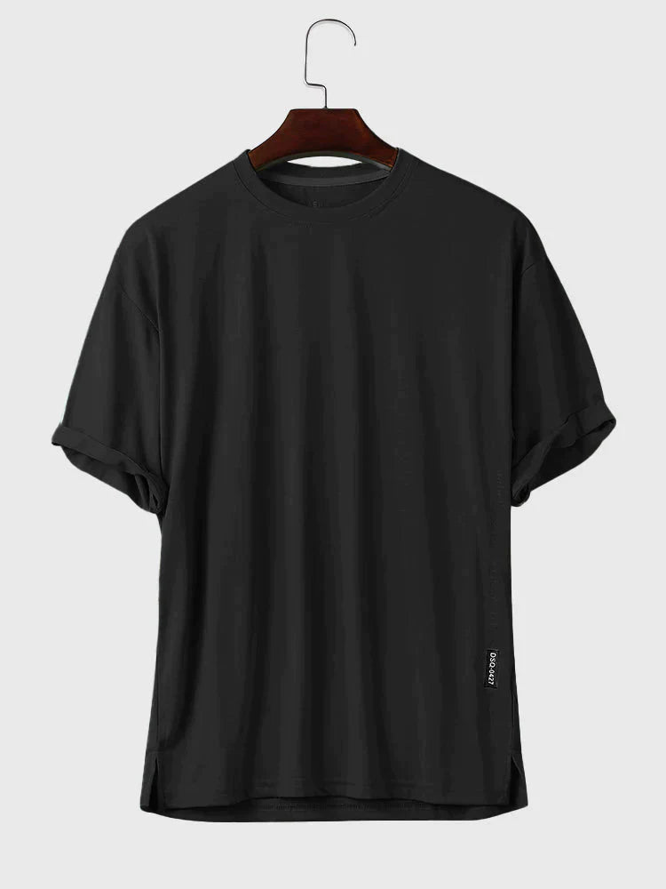 Round Neck Breathable T-Shirt coofandystore Black M 