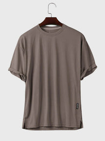 Round Neck Breathable T-Shirt coofandystore Brown M 
