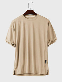 Round Neck Breathable T-Shirt coofandystore Khaki M 