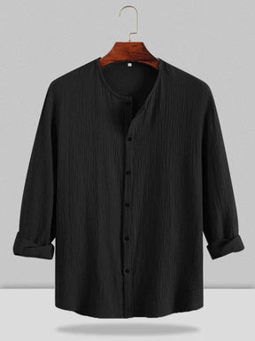 Double Wrinkled Long Sleeve Shirt coofandystore Black S 