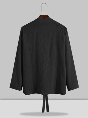 Stand Collar Linen Style Long Sleeve Shirt coofandystore 