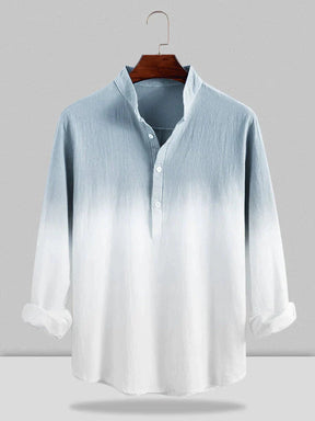 Tie Dye Linen Style Long Sleeves Shirts coofandystore Light Blue S 