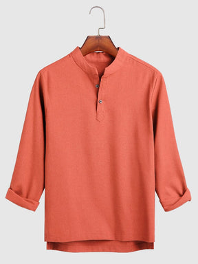 Loose V Neck Linen Shirt Shirts coofandystore Orange M 