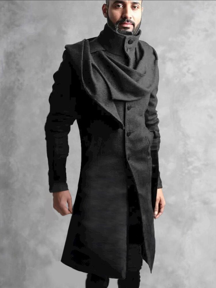 Asymmetrical Stacked Collar Tweed Coat Coat coofandy Black M 