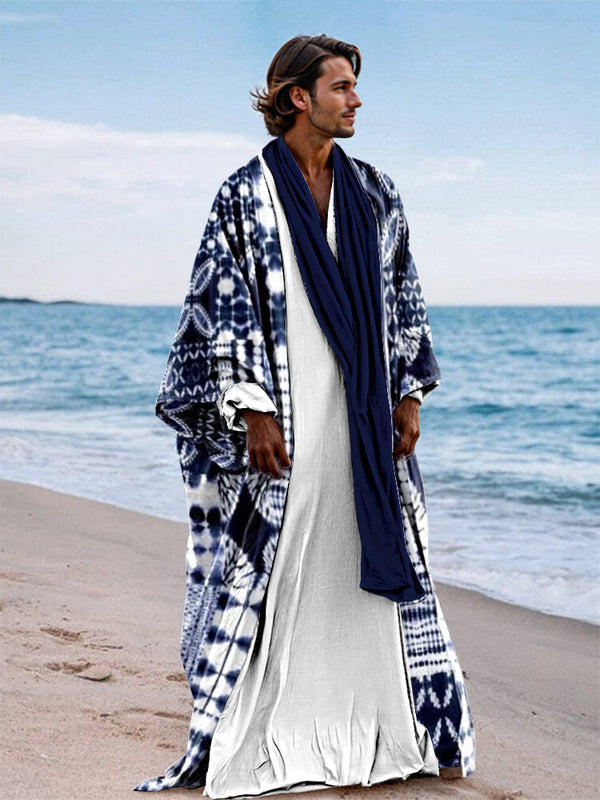 Ethnic Style Printed Outerwear Robe Set