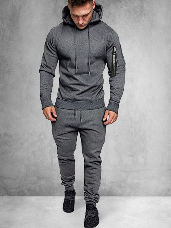 Coofandy Trendy Zip Up Hooded Sports Sets Sports Set coofandystore Dark Grey M 