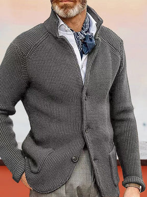 Cardigan Stand Collar Long Sleeve Coat coofandystore Grey S 