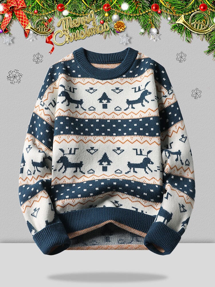 Christmas Fashion Casual Knit Sweater Sweaters coofandystore Blue M 