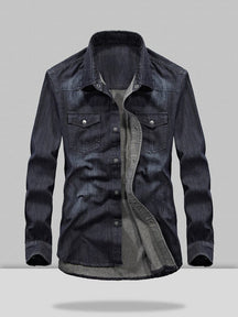 Cowboy casual long-sleeved shirt Coat coofandystore Dark Blue S 