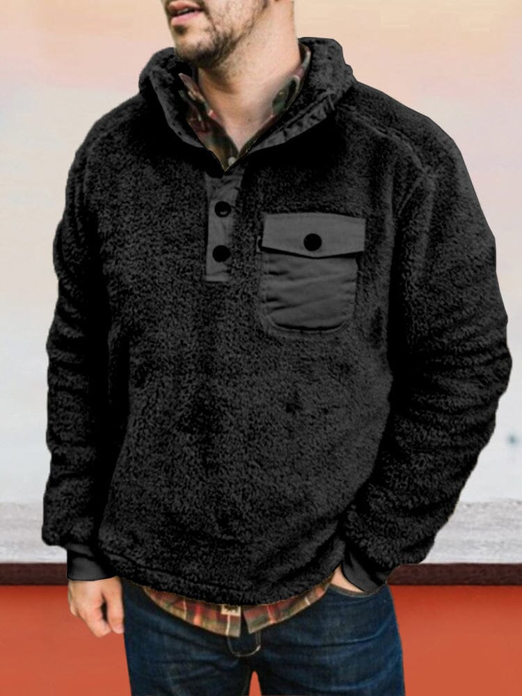 Cardigan Plush Flannelette Sweater Jacket Jackets coofandystore Black S 