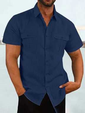Coofandy Short Sleeve Shirt With Pockets coofandy Navy Blue M 