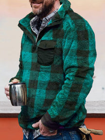 Cardigan Plaid Flannelette Sweater Jacket coofandystore Green S 