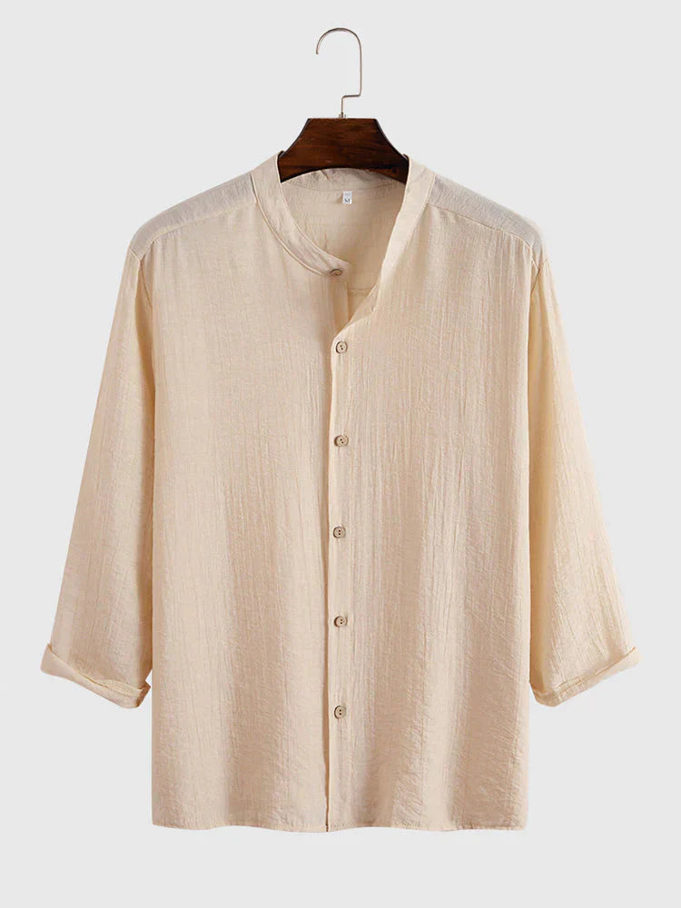solid color linen style long sleeve shirt coofandystore 