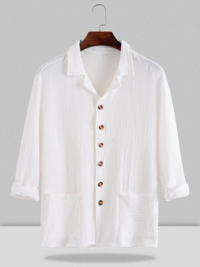 Solid Color Long Sleeve Shirt Shirts coofandy White S 