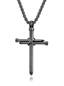 Vintage Nail Cross Pendant with Chain