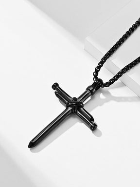 Vintage Nail Cross Pendant with Chain