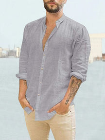 Coofandy Long Sleeve Linen Style Shirt Shirts coofandy Grey M 