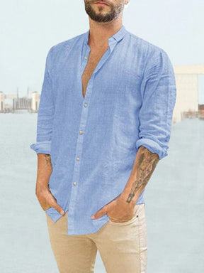 Coofandy Long Sleeve Linen Style Shirt Shirts coofandy Blue M 