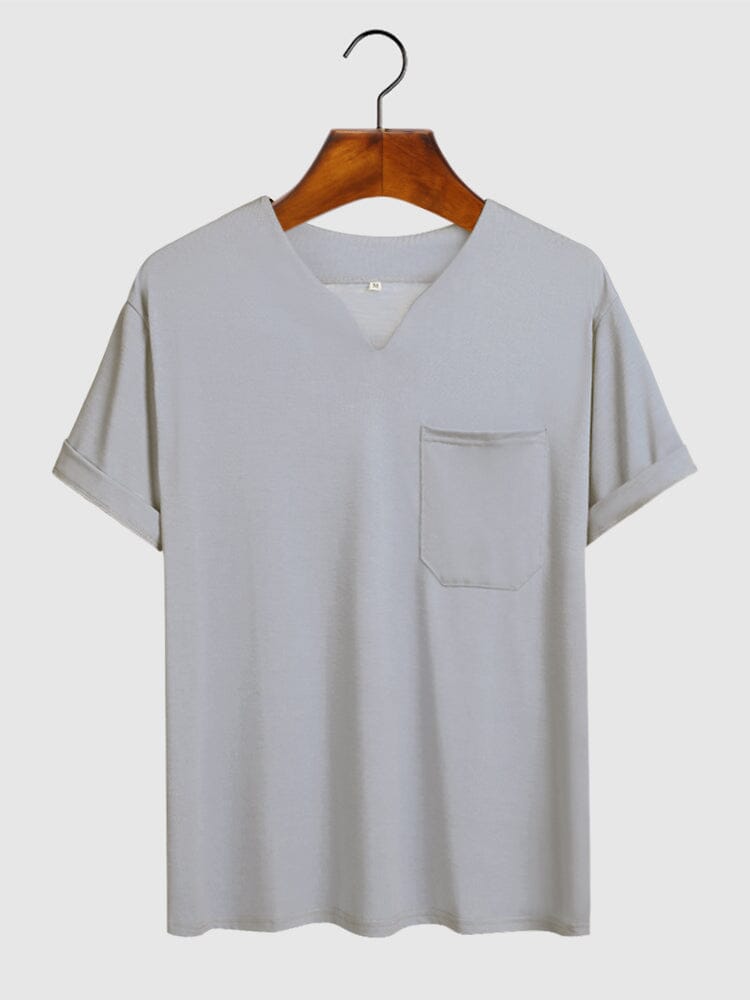 Coofandy Loose V neck T-shirt coofandy Grey S 