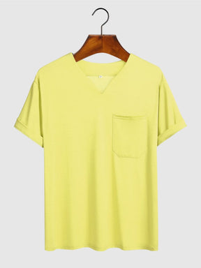 Coofandy Loose V neck T-shirt coofandy Yellow S 