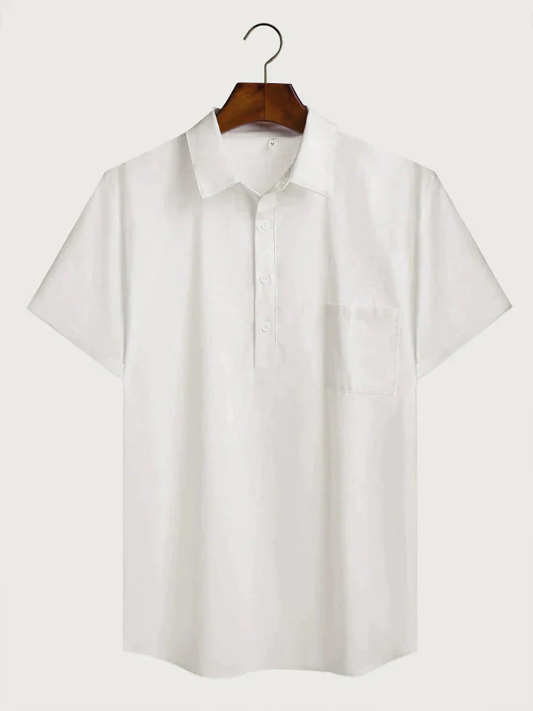 Coofandy Casual Linen Button Short Shirt coofandy White M 