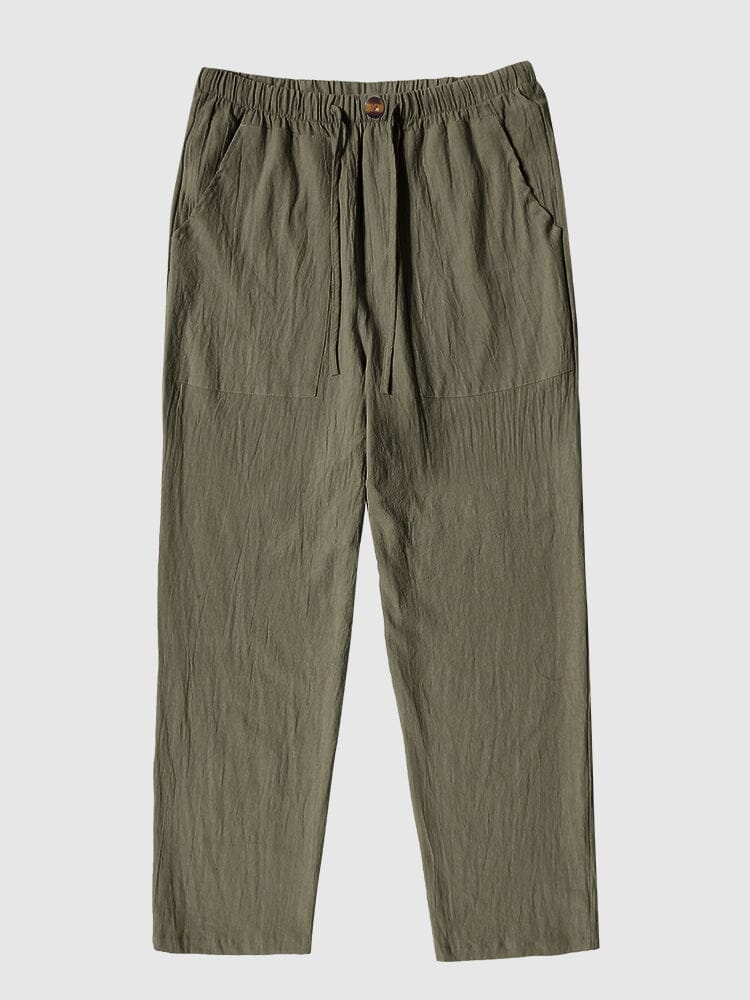 Linen Style Yoga Pants With Pockets Pants coofandystore Lake Green S 