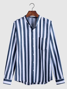 Coofandy Striped Cotton Shirt 4 Shirts coofandy Dark Blue S 