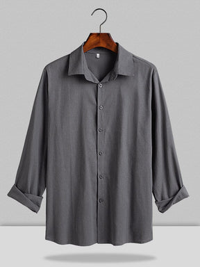 Three Quarter Sleeves Shirt With Pockets Shirts coofandy Dark Grey M 