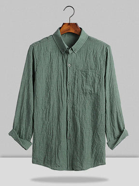 Long Sleeves Shirt With Botton coofandy Green S 