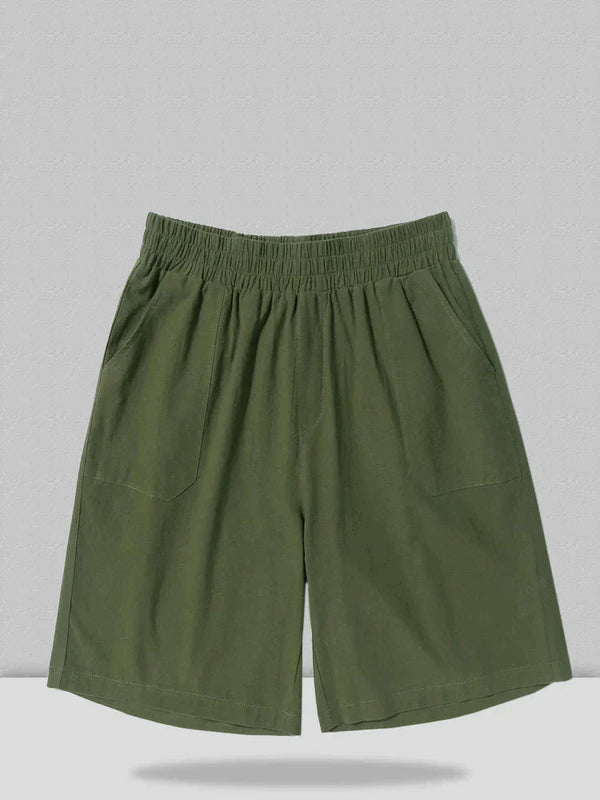 Linen Style Straight Casual Shorts Shorts coofandystore Army Green M 