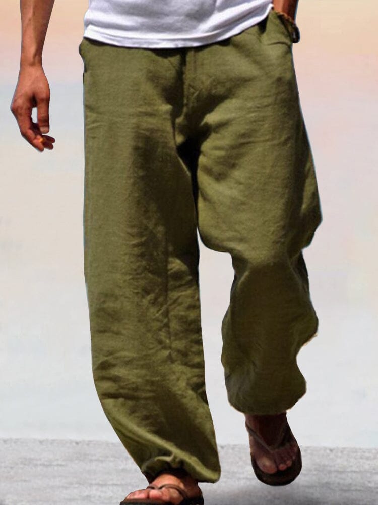 Soft Cotton Linen Wide Leg Pants Pants coofandystore Army Green XS 