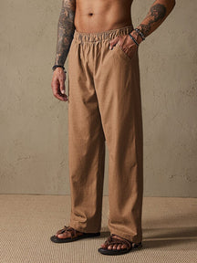 Casual Loose Style Beach Pants Pants coofandy Brown XS 