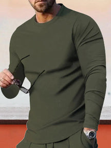 Solid Color Loose Long Sleeve Shirt coofandystore Army Green M 