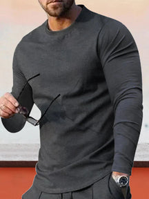 Solid Color Loose Long Sleeve Shirt coofandystore Dark Grey M 