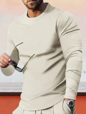 Solid Color Loose Long Sleeve Shirt coofandystore Khaki M 