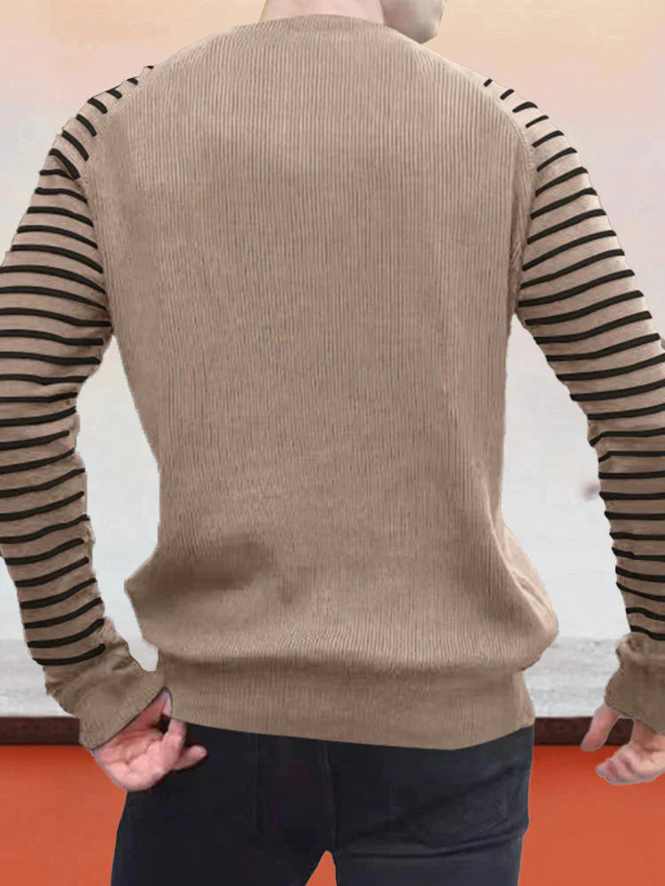 Striped Patchwork Cotton Knit Sweater coofandystore 