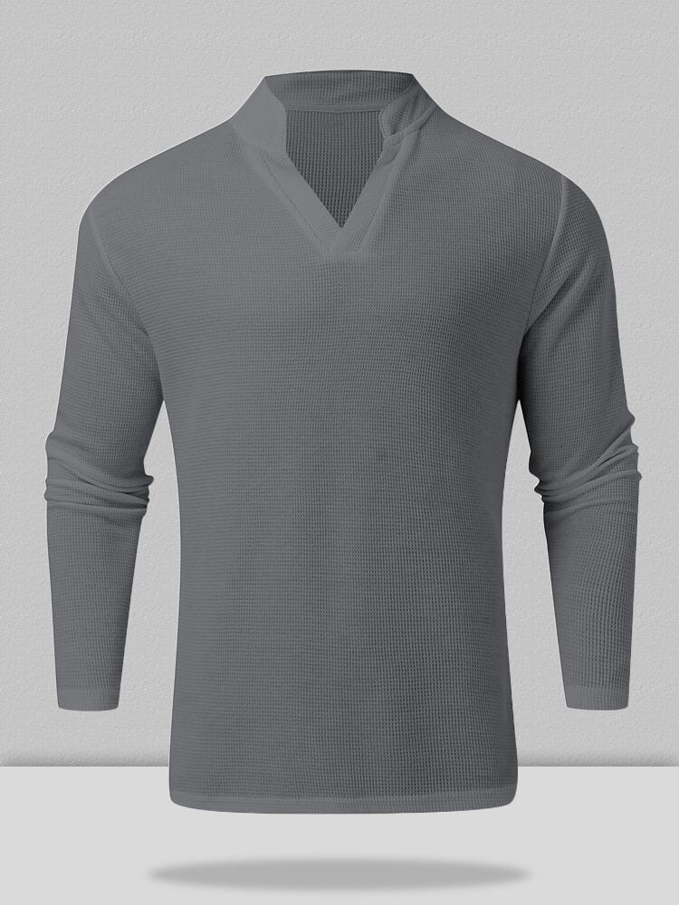 Solid V-Neck Polo Shirt coofandystore 