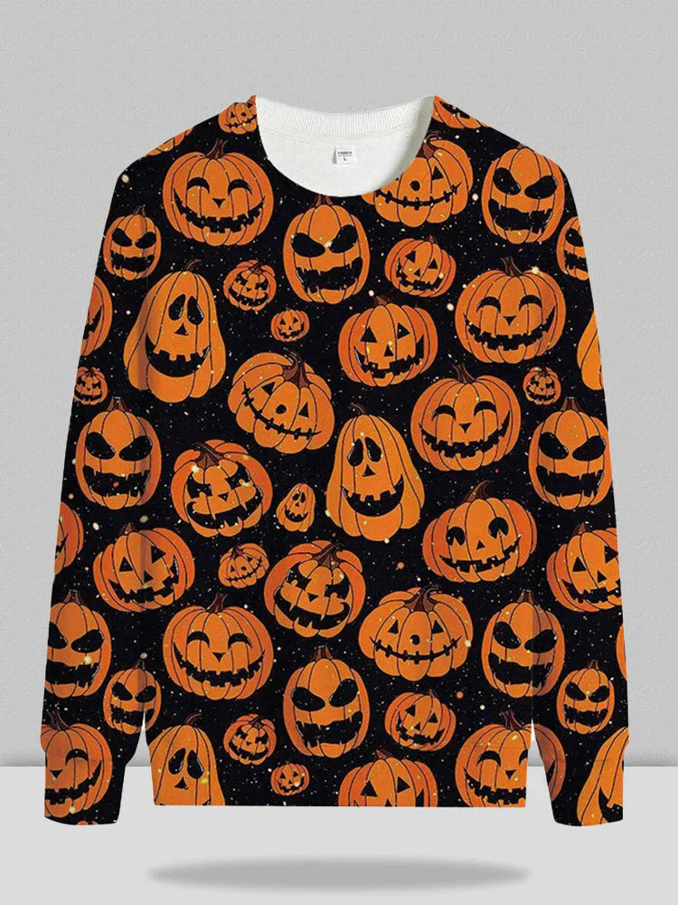 Halloween Pattern Sweater coofandystore Orange S 