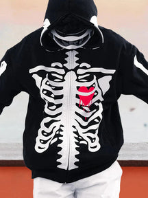 Halloween Printed Skeleton Hoodie coofandystore Black S 
