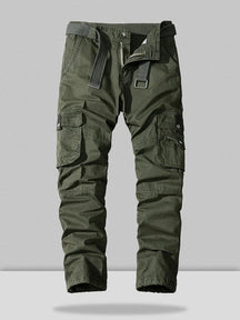 Cotton Style Multi-pocket Straight Pants coofandystore Army Green S/30 
