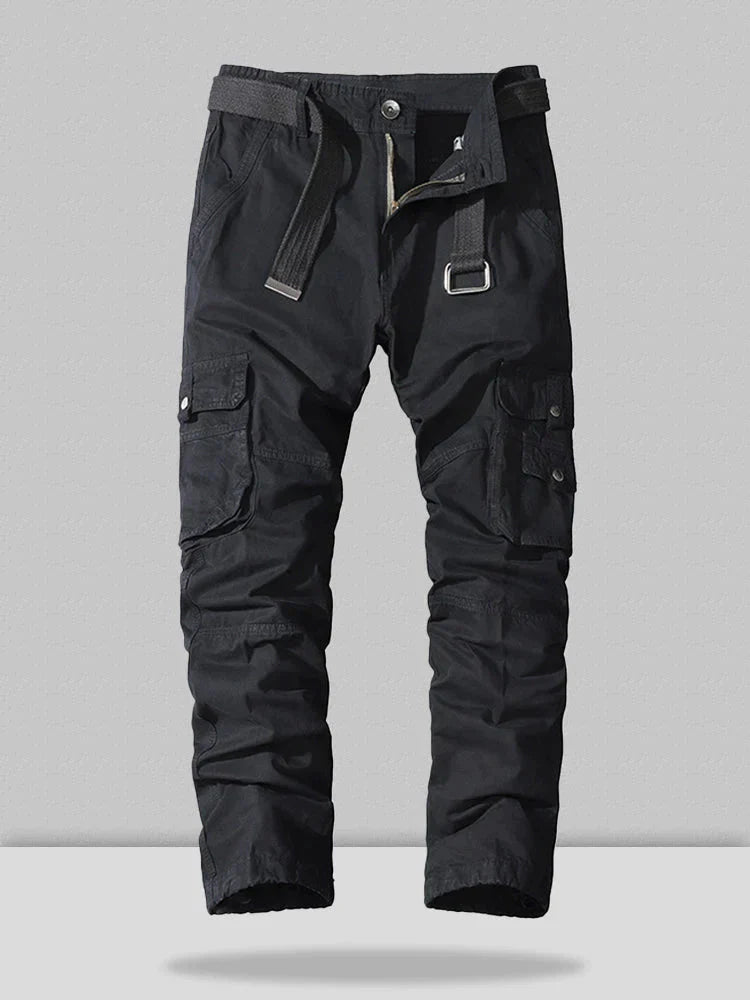 Cotton Style Multi-pocket Straight Pants coofandystore Black S/30 