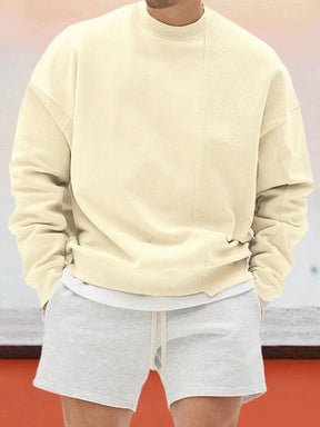 Round Neck Splicing Hoodie coofandystore Apricot M 