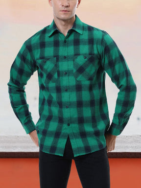 Plaid Facecloth Brushed Warm Flannelette Shirt Shirts & Polos coofandystore Green S 