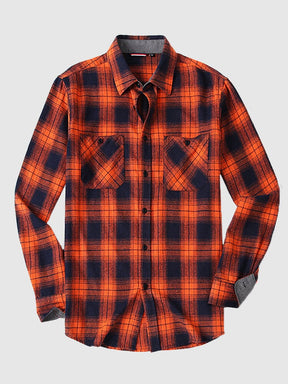 Plaid Facecloth Brushed Warm Flannelette Shirt Shirts & Polos coofandystore Orange S 
