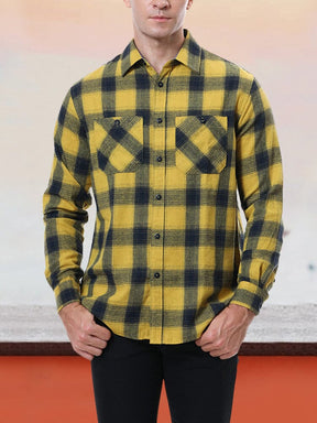 Plaid Facecloth Brushed Warm Flannelette Shirt Shirts & Polos coofandystore Yellow S 