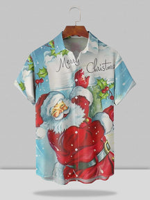Christmas Style Short Sleeve Shirt With Pocket Shirts & Polos coofandystore Sky Blue S 