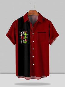 Christmas Printed Loose Short-sleeved Shirt Shirts & Polos coofandystore Red-3H S 